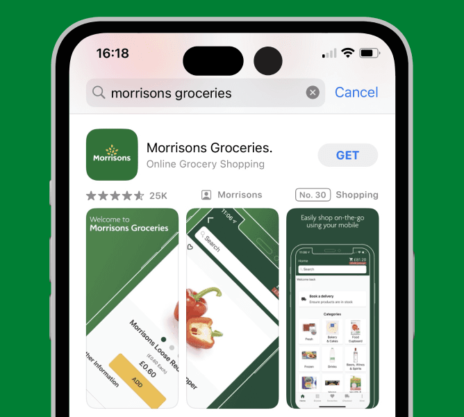 Search Morrisons Groceries in the App Store / Google Play